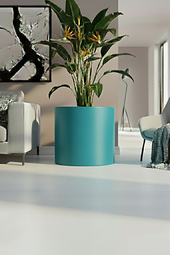 Aura Cylindro 50x50cm Fiber Silindir Saksı - Mat - Büyük Saksı - Üst Açıklık 42cm