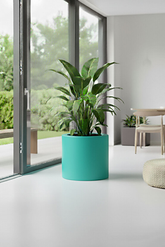 Aura Cylindro 50x50cm Fiber Silindir Saksı - Mat - Büyük Saksı - Üst Açıklık 42cm