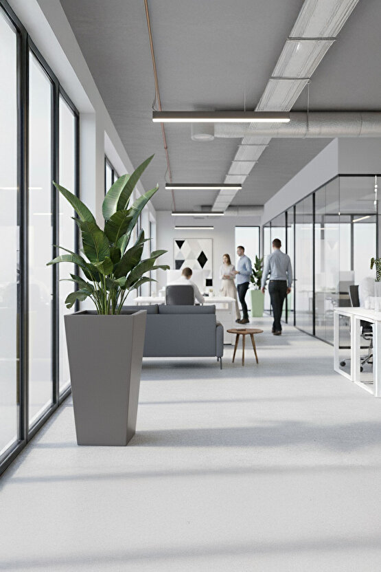 Aura Conica Fiber Konik Saksı 70x40cm Mat - Büyük Boy - Üst Açıklık 40cm - Yükseklik 70cm