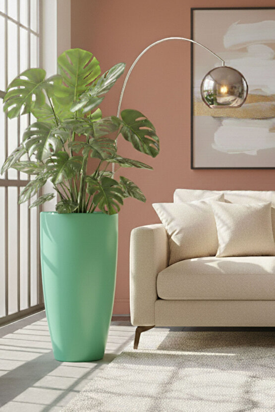 Aura Curva 70x40cm Kıvrımlı Konik Fiberglass Saksı Büyük Boy İç Dış Mekan Dış Mekan