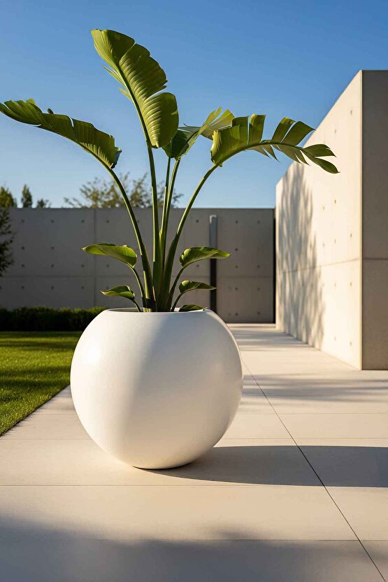 Aura Sphere Fiber Küre Saksı - Çap 60cm x Yükseklik 50cm Büyük Boy