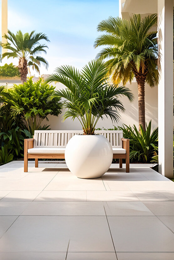 Aura Sphere Fiber Küre Saksı - Çap 60cm x Yükseklik 50cm Büyük Boy