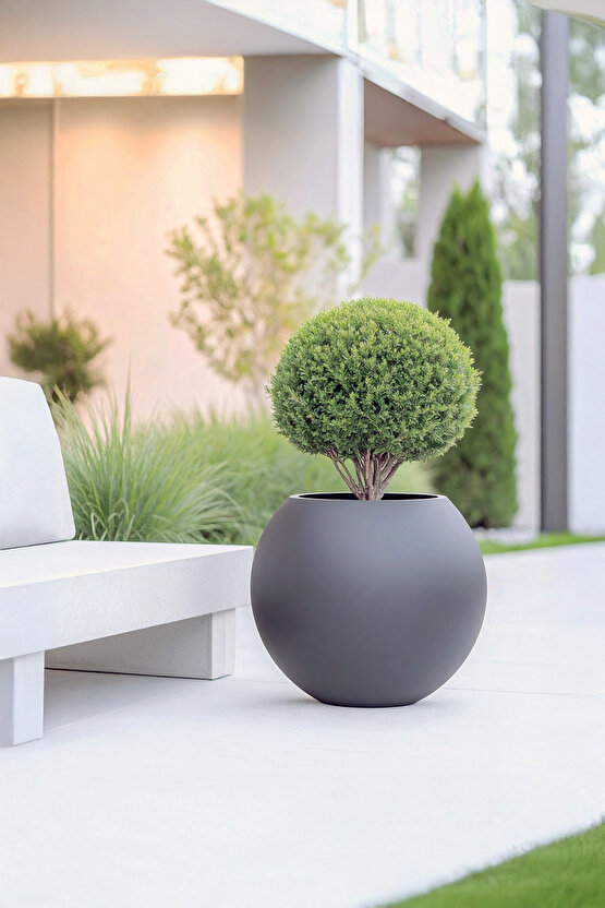 Aura Sphere Fiber Küre Saksı - Çap 60cm x Yükseklik 50cm Büyük Boy