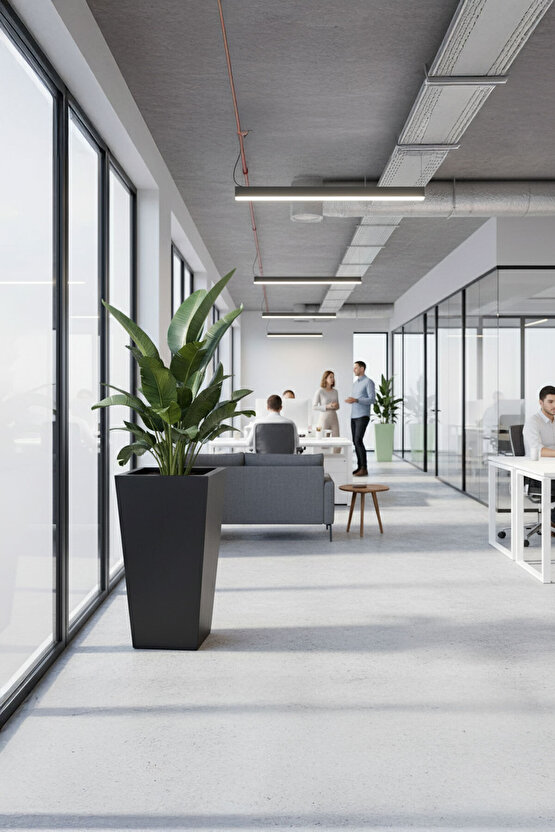 Aura Conica Fiber Konik Saksı 70x40cm Mat - Büyük Boy - Üst Açıklık 40cm - Yükseklik 70cm