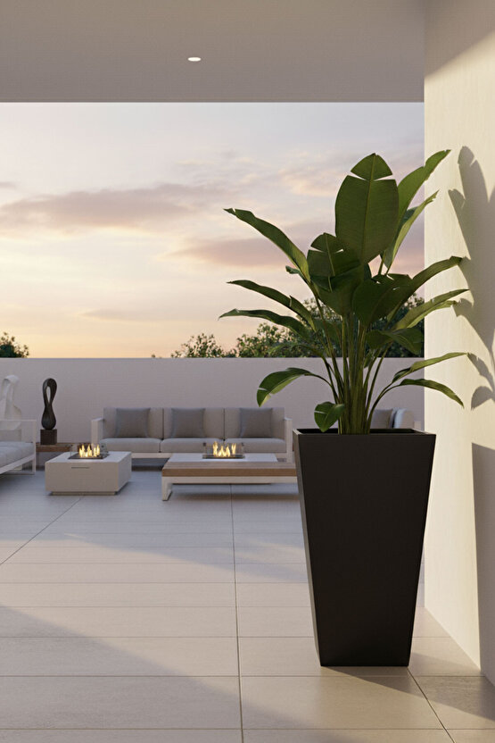 Aura Conica Fiber Konik Saksı 70x40cm Mat - Büyük Boy - Üst Açıklık 40cm - Yükseklik 70cm