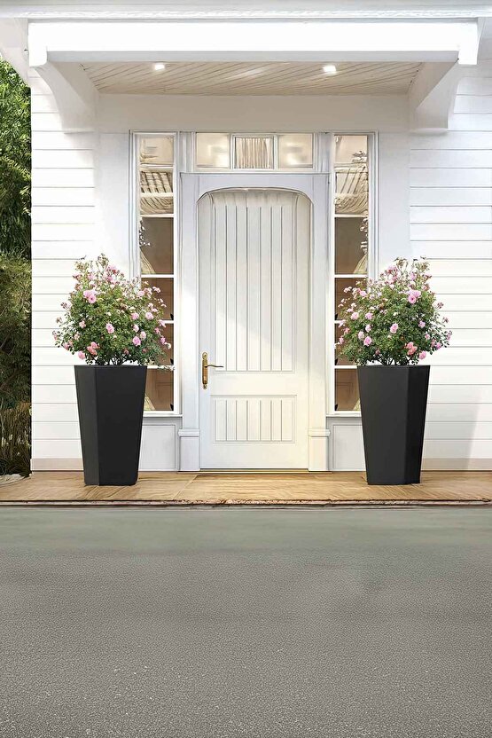 Aura Conica Fiber Konik Saksı 70x40cm Mat - Büyük Boy - Üst Açıklık 40cm - Yükseklik 70cm