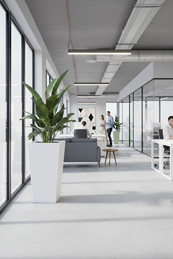 Aura Conica Fiberglas Konik Büyük Saksı - 70x40cm - Mat