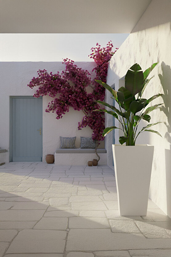 Aura Conica Fiberglas Konik Büyük Saksı - 70x40cm - Mat