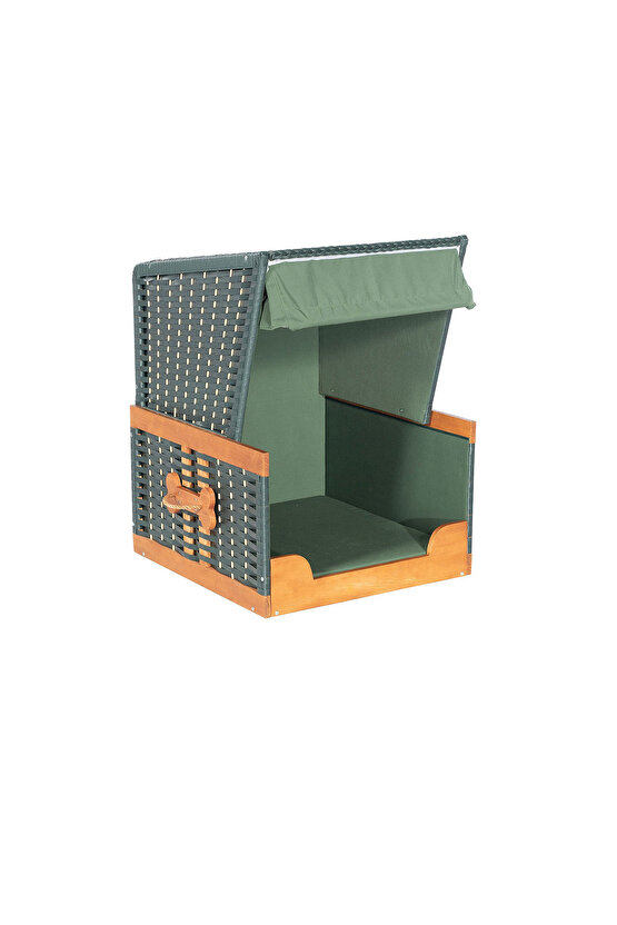 Best Friend Köpek Plaj ve Bahçe Evi - Hamağı Kumaş Hasır Ahşap ve Yastıklı G:82cm x Y:109cm x D:83cm