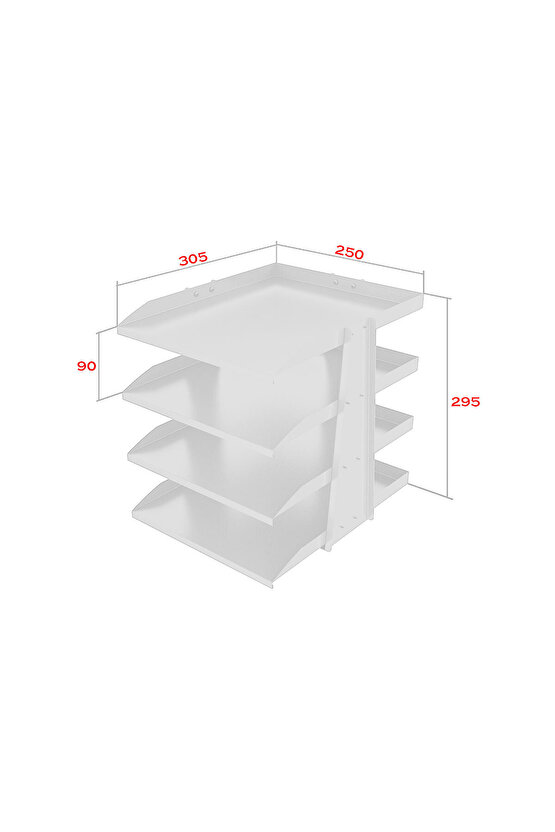 SteelLine 4 Katlı Metal Dosya Rafı - Masa Üstü Ultra Sağlam Ofis Organizer (29.5x30.5x25cm)