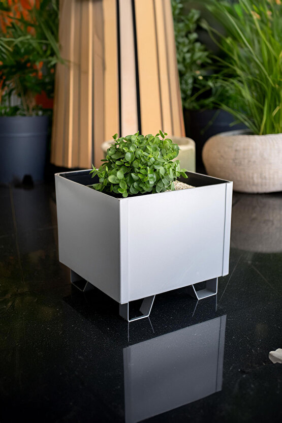 Duracube Mini Boy Metal Saksı - 19x20x20cm Y-D-G (Kaynaklı & Hazır Kullanım)