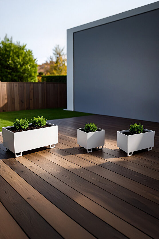 Duracube Metal Saksı 3lü Set - Orta (19x22x40cm) + Küçük (19x21x30cm) + Mini (19x20x20cm)