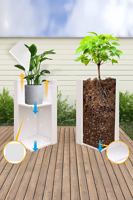 TerraGuard Demonte Dikey Metal Saksı - 70x32x32cm Paslanmaz