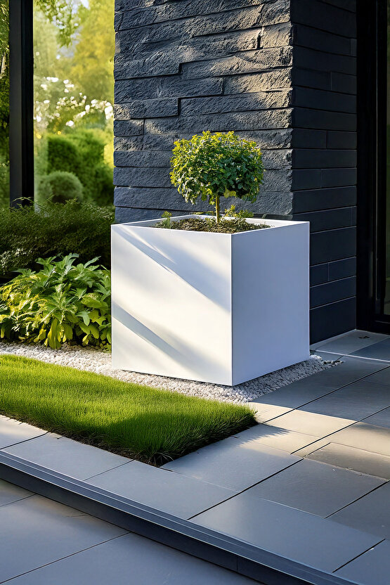 TerraGuard Demonte Küp Metal Saksı - 53x53x53cm Paslanmaz