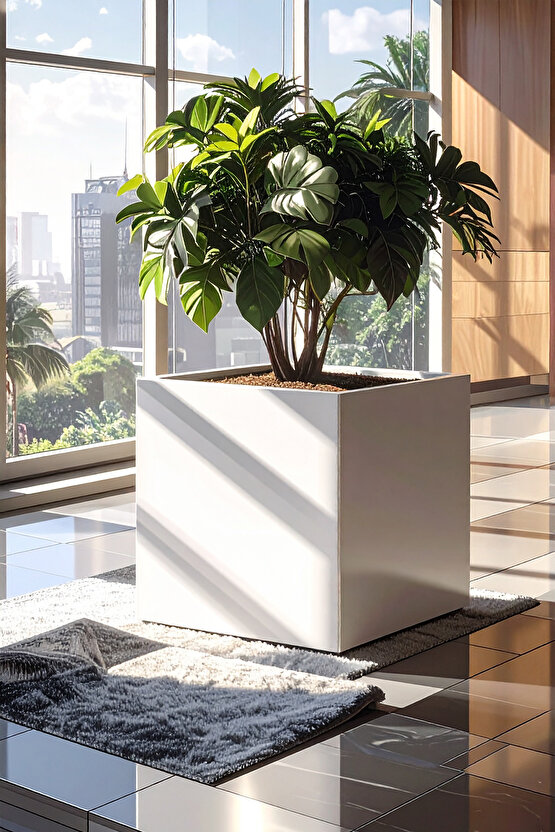 TerraGuard Demonte Küp Metal Saksı - 53x53x53cm Paslanmaz