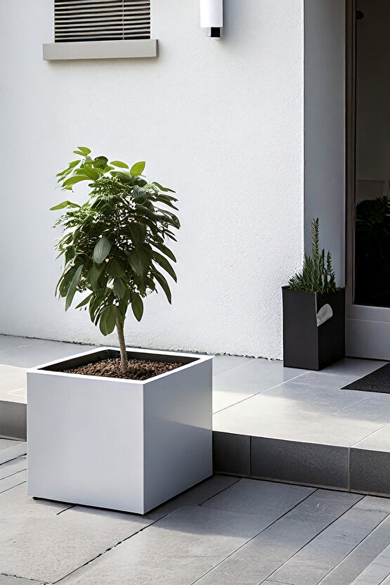 TerraGuard Demonte Küp Metal Saksı - 53x53x53cm Paslanmaz