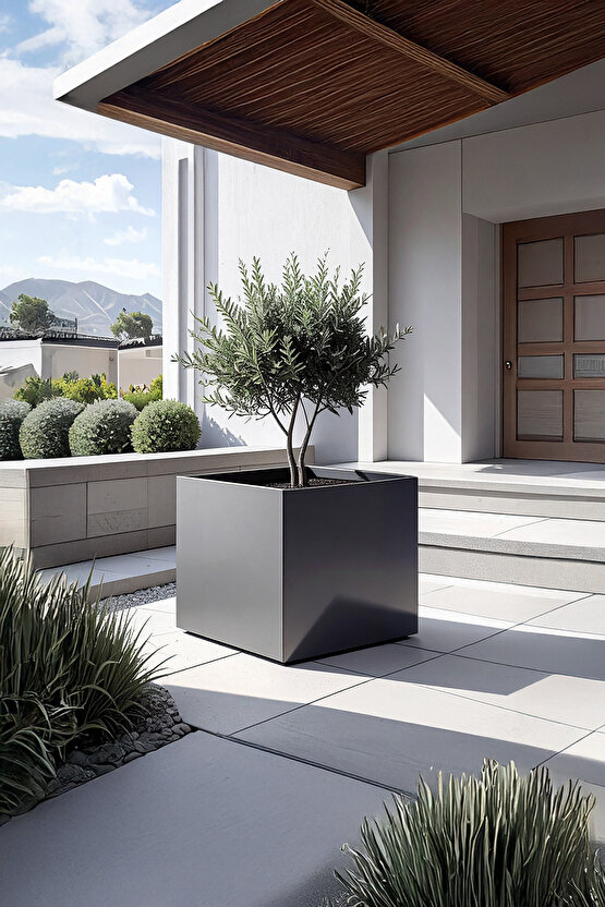 TerraGuard Demonte Küp Metal Saksı - 53x53x53cm Paslanmaz