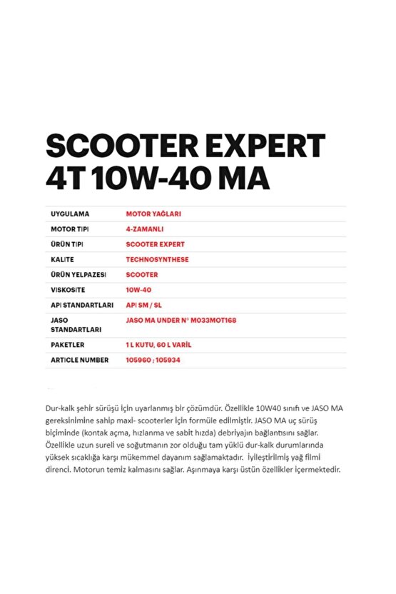 Scooter Expert 10w40 Ma 4t 1 Lt
