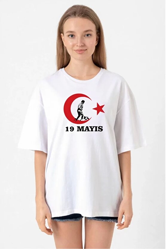 19 Mayıs 201 Baskılı T-shirt - Beyaz