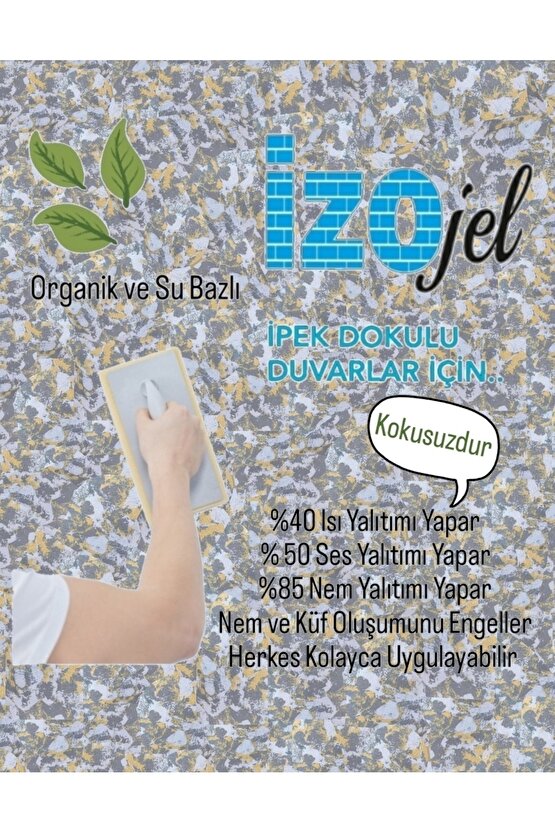Organik Ipek Sıva - Dekoratif Yalıtım Sıvası - Ses & Isı & Nem Yalıtımı - Izo-032 - 6 M2