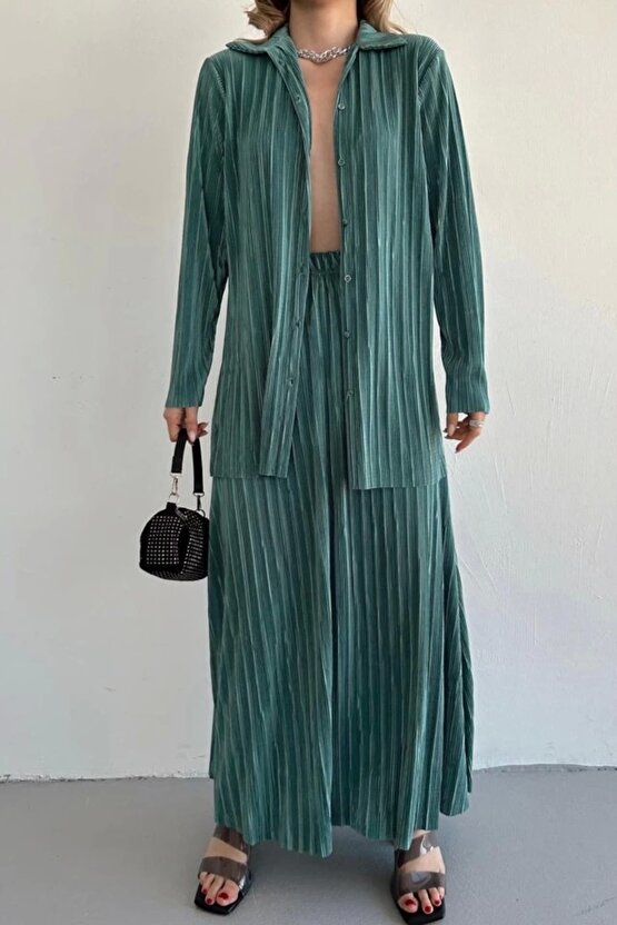 int Fitilli Gömlek Ve Uzun Etek Takım