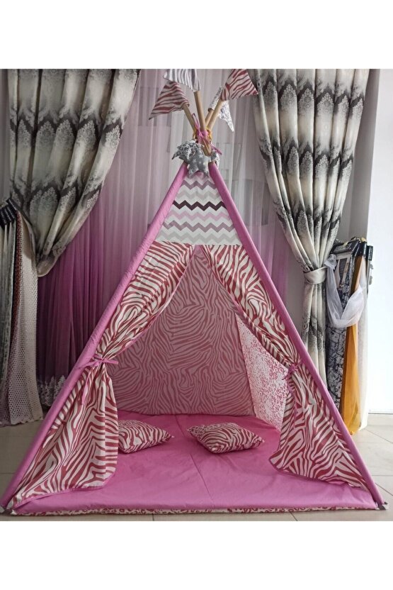 Pembe Büyük Boy Kızılderili Oyun Çadırı