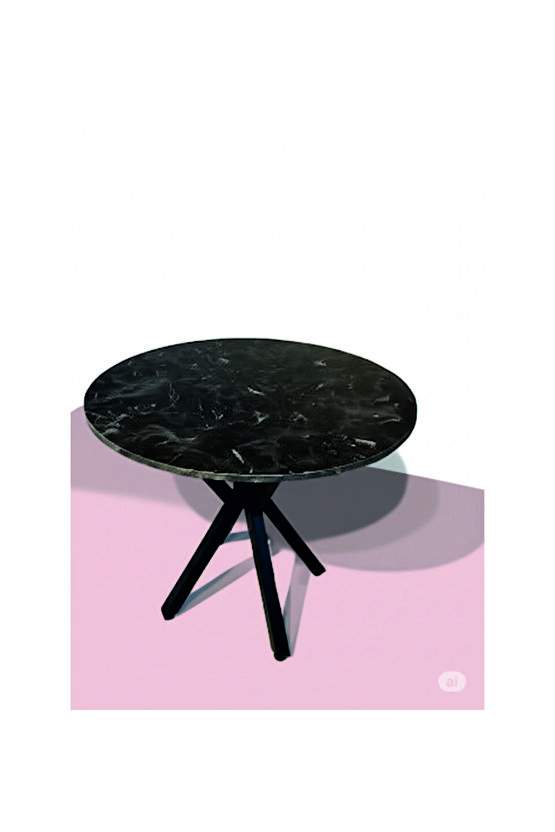 Yuvarlak Yemek Masası-kafe masası-çalışma masası 70 Çap 70x70 siyah mermer
