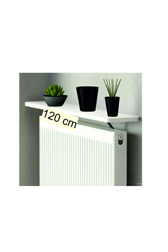 4 KÖŞE OVAL BEYAZ Petek Üstü Raf Dresuar Duvara Montajsız Kalorifer Peteği Üstü Raf 120x18cm