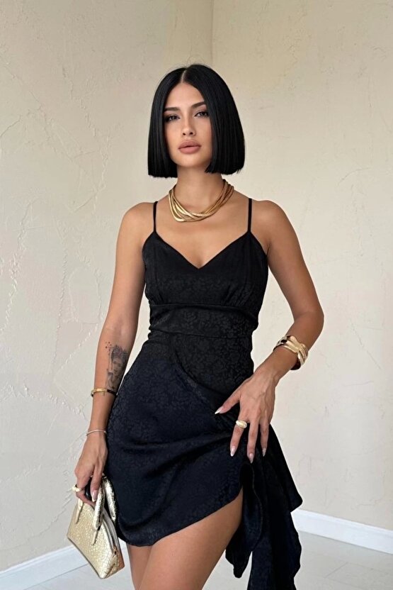 iyah Jakarlı Asimetrik Elbise