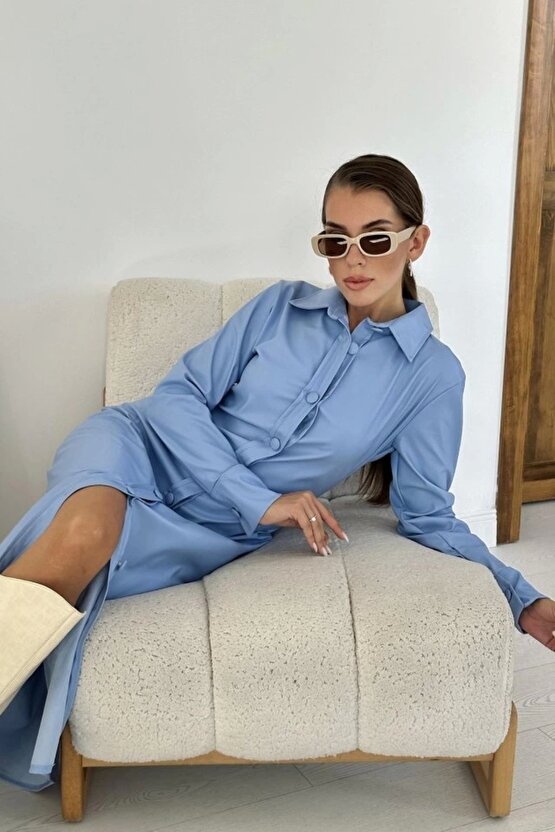 avi Boydan Düğmeli Deri Elbise