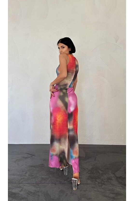 Renkli Batik Desenli Elbise