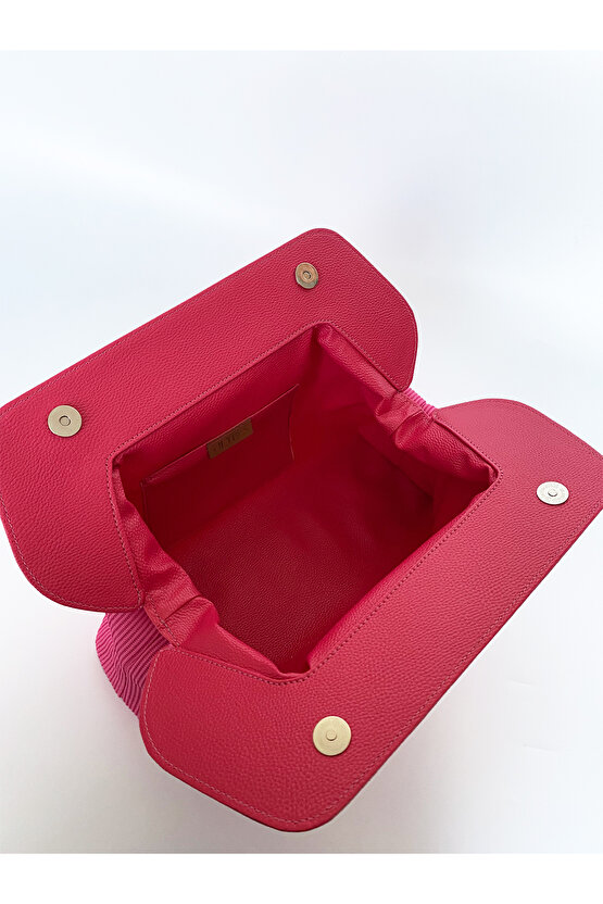 Heybes Kadın Pembe Fitilli Geniş Clutch El Çantası