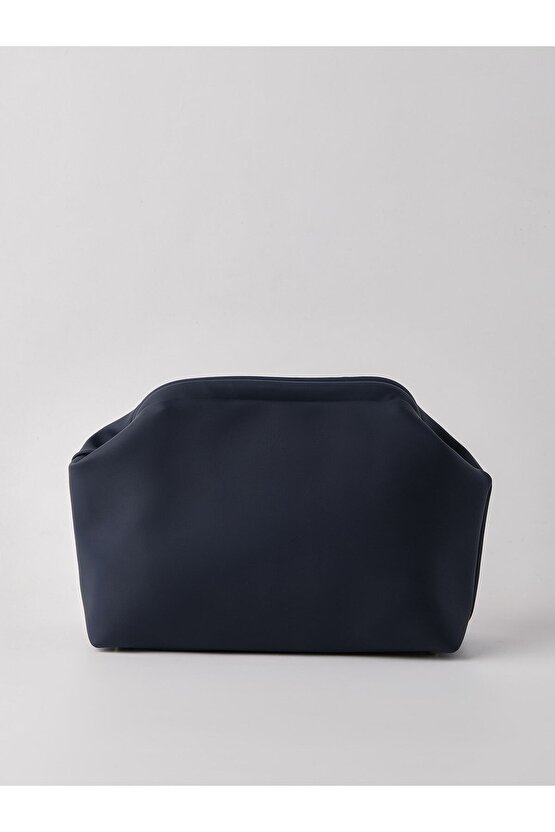 Heybes Kadın Lacivert Vegan Deri Clutch El Çantası