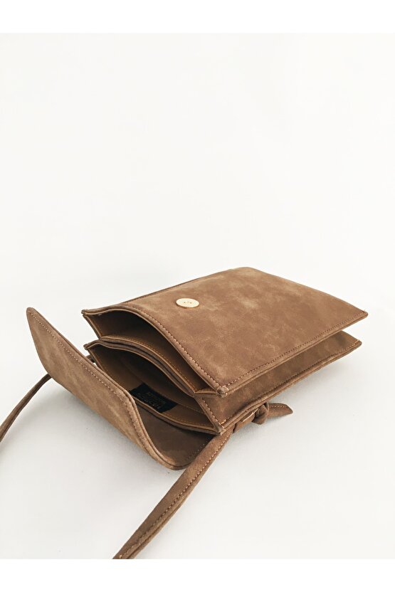 Kadın Süet Kapaklı Telefon Omuz Çantası