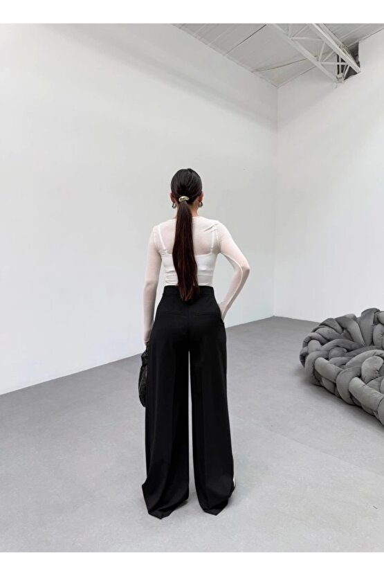 230 Gr Poly Viscose Full Lycra Pileli Palazzo Pantolon