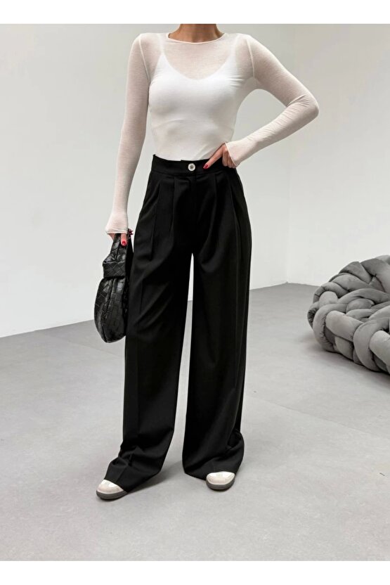 230 Gr Poly Viscose Full Lycra Pileli Palazzo Pantolon