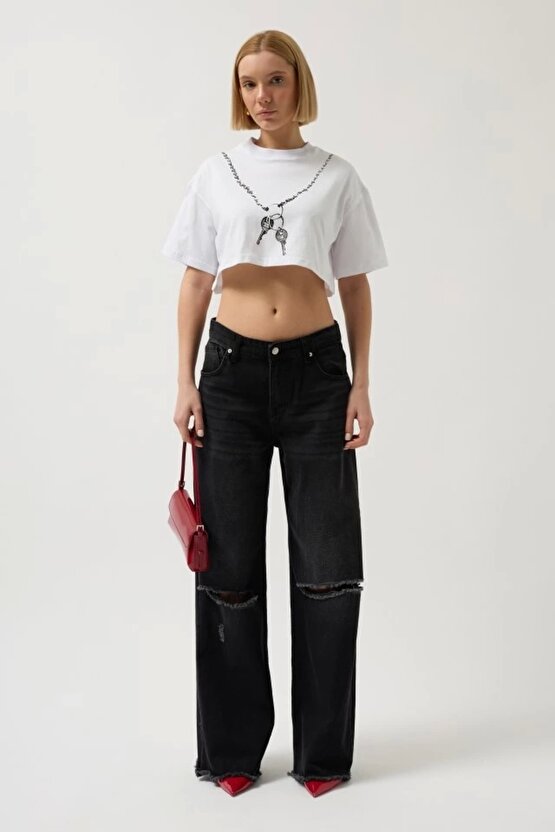 Baskılı Crop Thirt