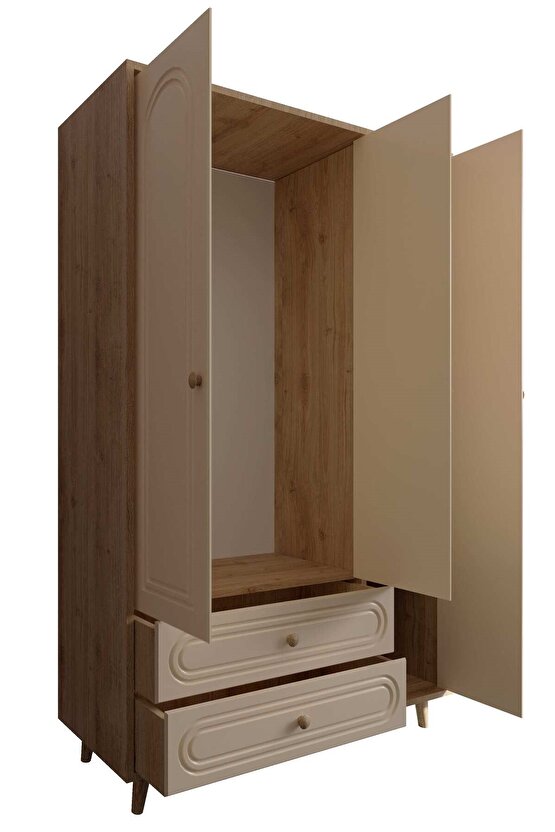 İda 3 Kapılı Bohem Gardırop Safir Meşe-Vizon Bej