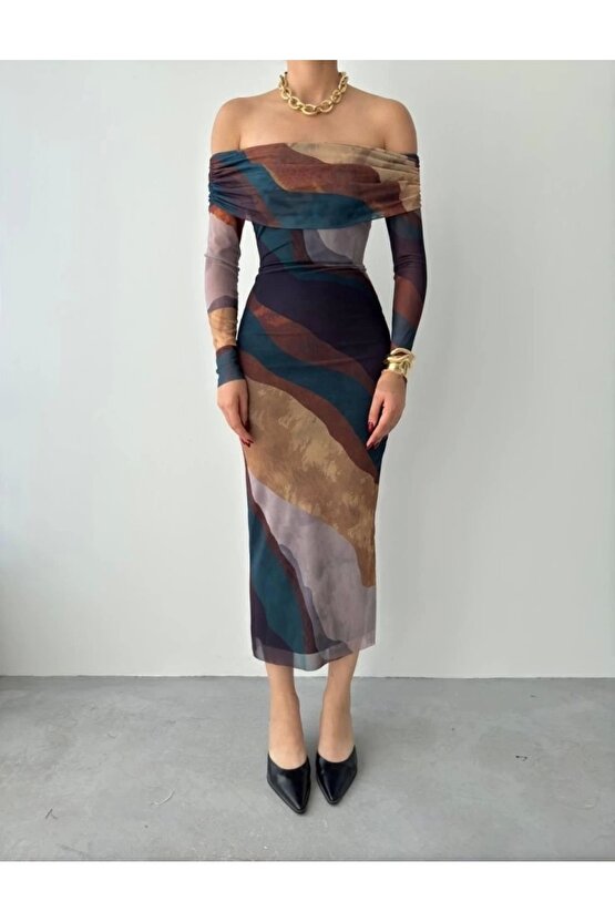 evilla adonna Yaka Tül Elbise