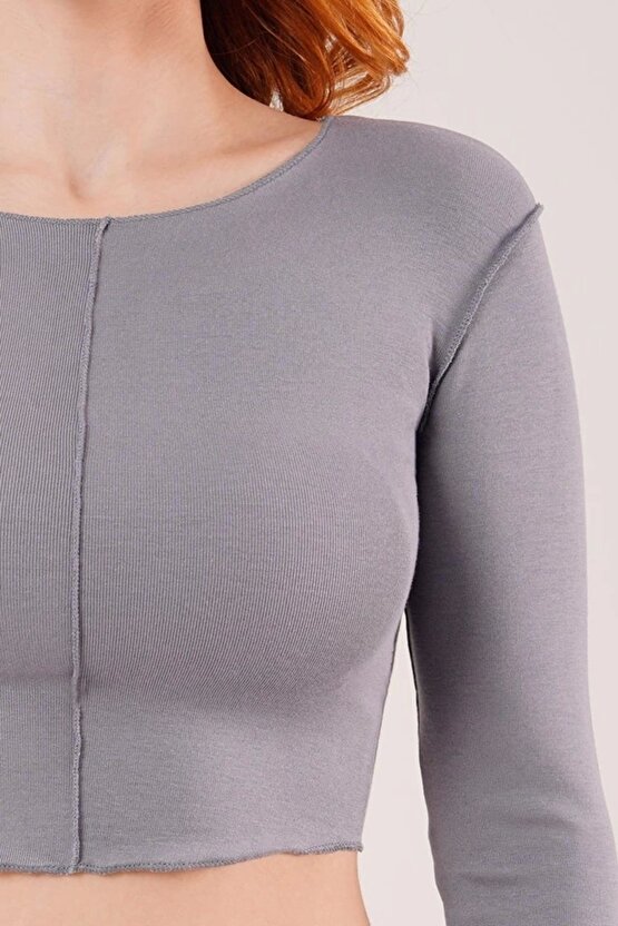 Ters Dikişli Basic Antrasit Body Bluz