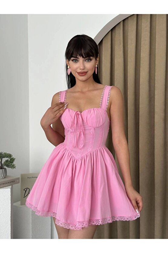 ille Arkası Bağlamalı Elbise