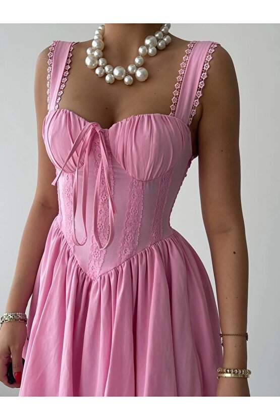 ille Arkası Bağlamalı Elbise