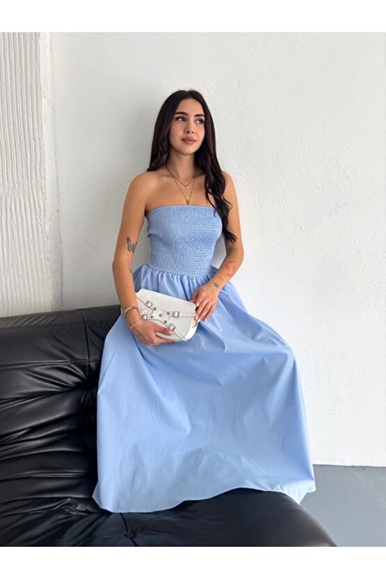 traplez Pileli Elbise Açık avi