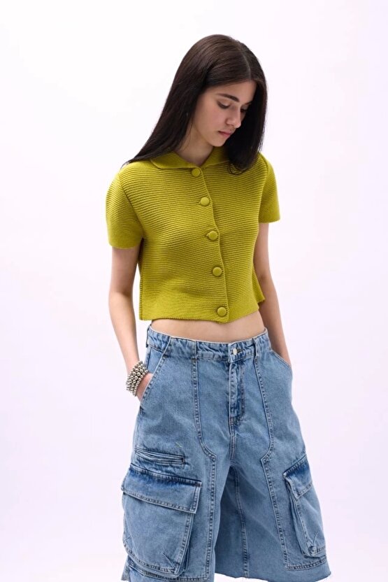 Bebe Yaka Düğmeli Bluz