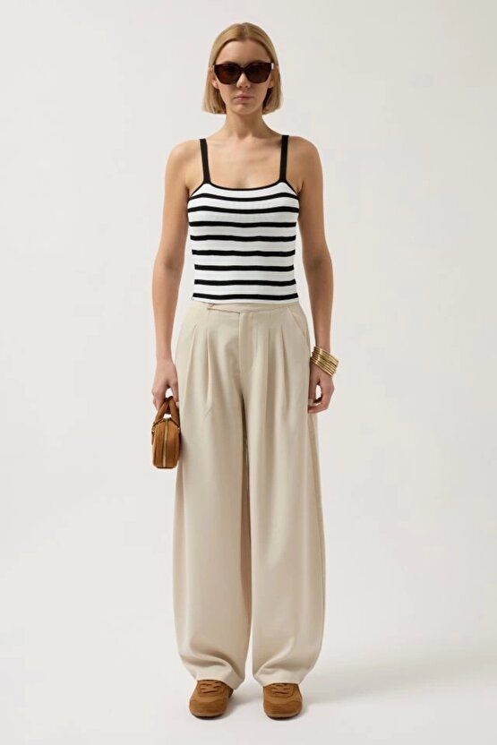 Çizgili Askılı Bluz