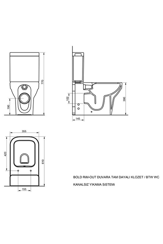 Bold Kanalsız Duvara Sıfır Klozet Takım A091030h