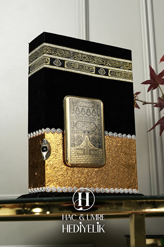 Kabe Muhafazalı Kuranı Kerim | Lüks Kabe Desenli Kuran Kabı ve Kuran Set | Hediyelik Kuran Seti