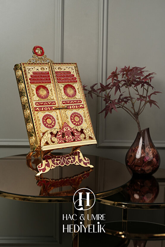 Kuran Kabı | Kuran Standı | Desenli Standlı Kuran Kabı ve Kadife Kuran Hediyeli | Kuranı Kerim Seti