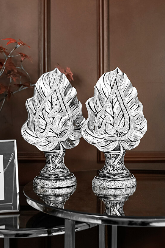 İKİLİ BİBLO SETİ HEDİYE LÜKS OBJE DEKORATİF YAPRAK ALLAH MUHAMMED SÜS