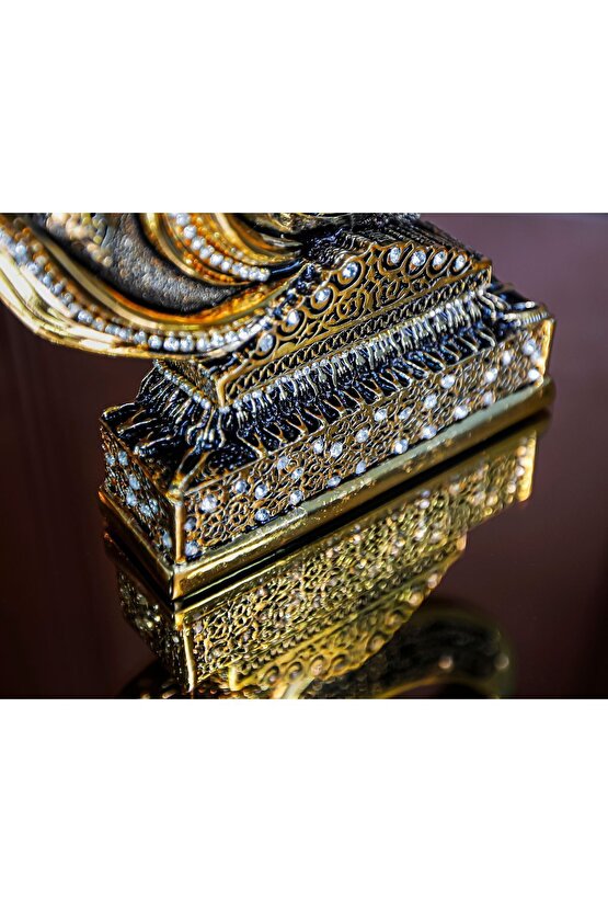 Gold Dekorasyon Lüks Hediyelik Aksesuar Biblo Dini Islami Dekoratif Obje Vav Allah Muhammed Süs